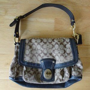 COACH Women's Legacy Signature Ali Shoulder Bag Brass Khaki Brown F12857